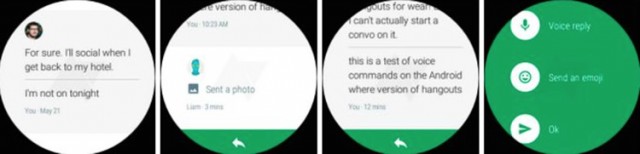 Android Wear上での情報提示 （情報元：Android Community） 