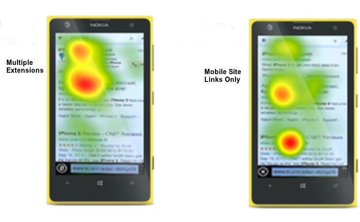 左:複数のエクステンション 右:モバイルサイトのリンクのみ