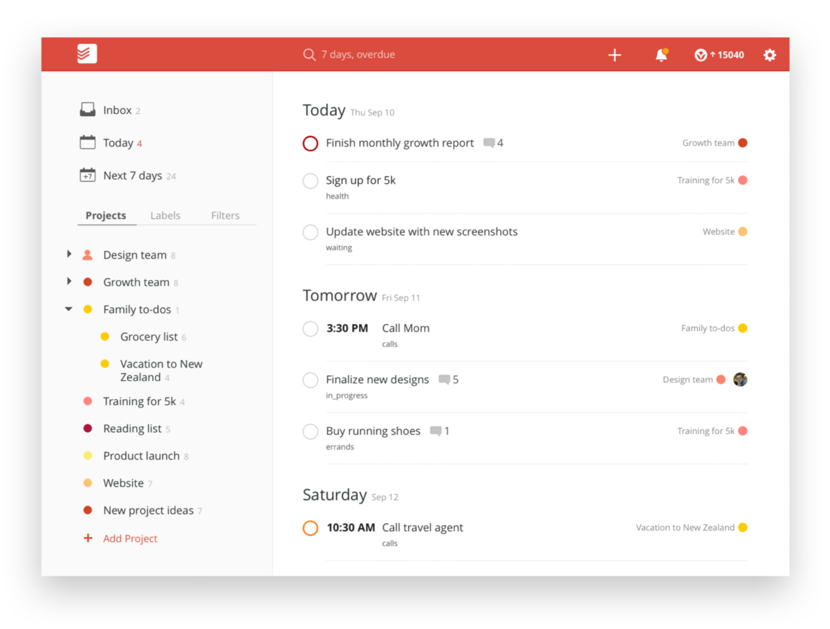 The Todoist webapp