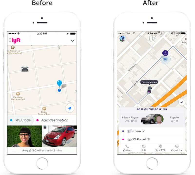 Image on the left is from pdxlyft, image on the right is a screenshot from my Lyft app