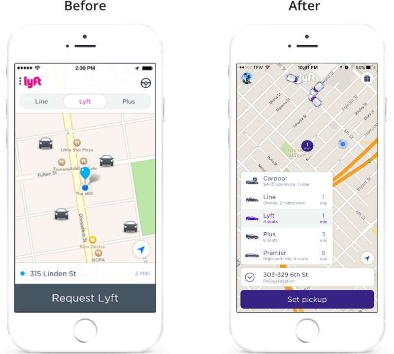 Image on the left is from pdxlyft, image on the right is a screenshot from my Lyft app