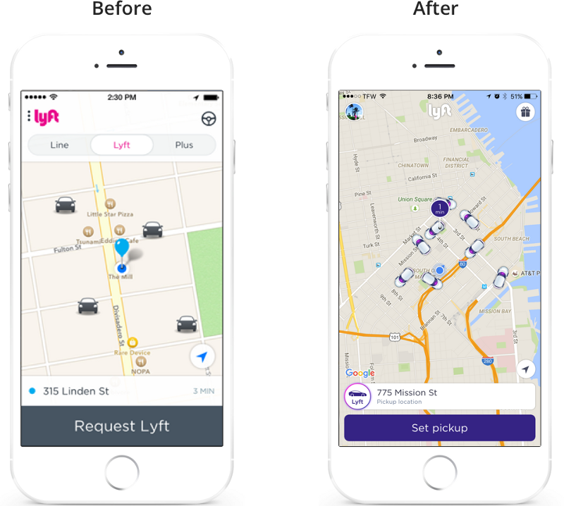 Image on the left is from pdxlyft, image on the right is a screenshot from my Lyft app