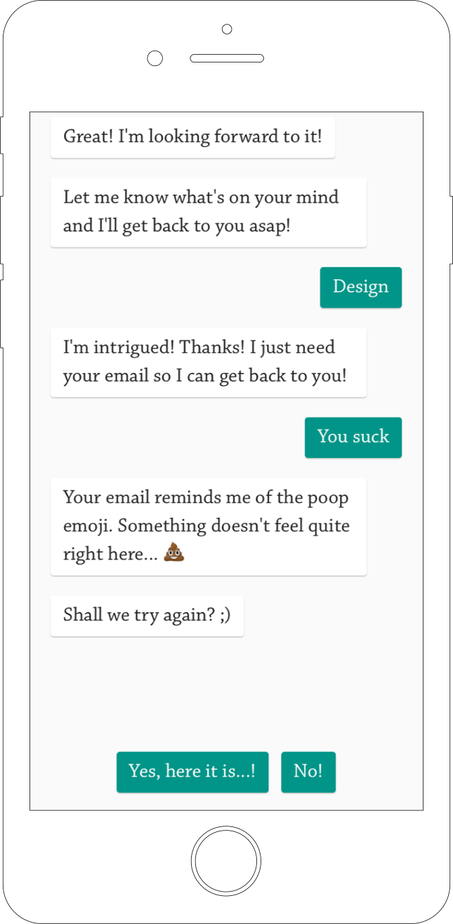 メールアドレスの代わりに「You suck(あんたダサい)」と書かれた場合の遷移