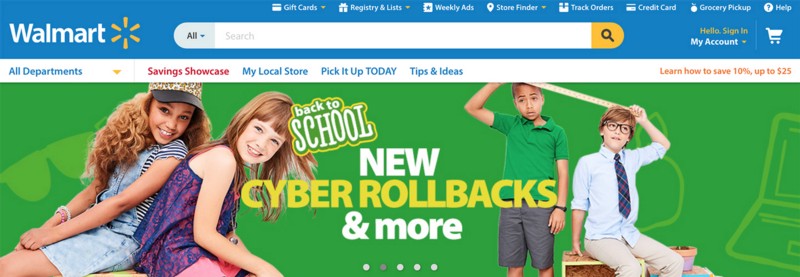 Wallmart has a carousel on the homepage